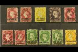 1864-73 USED STUDY RANGE On A Stockcard Of The Type B - Short Bar Overprint Issue. Includes Most Values With 1d... - Sint-Helena