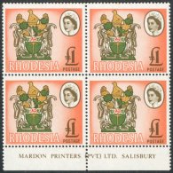 1966 MARDON £1 SG 407, Imprint Block Of Four, Fine Never Hinged Mint.  For More Images, Please Visit... - Autres & Non Classés
