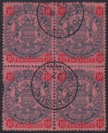 1896-97 10s Slate & Vermilion On Rose Die II, SG 50, Very Fine Cds Used BLOCK Of 4, Minor Perf Splitting,... - Autres & Non Classés