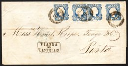 1855 Local Cover Bearing Two Pairs Of Imperf 25r Blue Pedro V, Type I, SG 11, Tied By Neat '102' Numeral Cancels,... - Autres & Non Classés