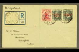 1918 COVER TO ENGLAND Bearing 1917-20 1½d Slate Horizontal Pair Showing Both Wide And Narrow Spacing, SG... - Penrhyn