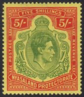 1938-44 5s Green And Red On Pale Yellow, Ordinary Paper, SG 141a, Fine Mint With Lovely Fresh Colour For More... - Nyassaland (1907-1953)