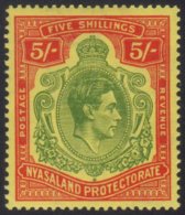 1938-44 5s Green And Red On Pale Yellow, Ordinary Paper, SG 141a, Fine Mint With Lovely Fresh Colour For More... - Nyasaland (1907-1953)