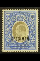 1903-04 £10 Grey And Blue Overprinted "SPECIMEN", SG 67s, Very Fine Mint. For More Images, Please Visit... - Nyassaland (1907-1953)