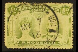 POSTMARK ½d Double Head Cancelled By "B.&M.&R. RLYS / BWANA MKUBWA STATION / MY 7 16" Skeleton... - Rhodésie Du Nord (...-1963)