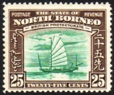 1939 25c Green & Chocolate Native Boat VIGNETTE PRINTED DOUBLE, ONE ALBINO Variety, SG 313a, Very Fine Mint,... - Borneo Del Nord (...-1963)