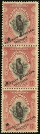 1925/8 12c Cockatoo, (as SG 285), In Black And Red, Perforated Colour Trial, Vertical Strip Of 3, Each With Small... - Bornéo Du Nord (...-1963)