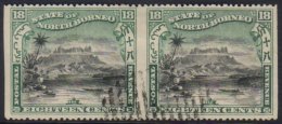 1897-1902 18c Black And Green, Horizontal Pair IMPERF VERTICALLY, SG 108a, Fine CTO Used (only Exists Thus). For... - Bornéo Du Nord (...-1963)