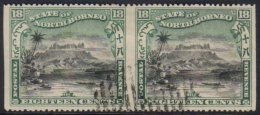 1897-1902 18c Black And Green, Horizontal Pair IMPERF VERTICALLY, SG 108a, Fine CTO Used (only Exists Thus). For... - Noord Borneo (...-1963)