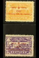 1932 (Oct) 8c On 10c Yellow-brown & 24c On 25c Deep Violet Air Surcharges Both With INVERTED SURCHARGE... - Nicaragua