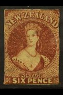 1862-64 6d Red-brown Wmk Large Star Imperf, SG 43, Unused No Gum, Small Tears & Thin, Three Very Close... - Autres & Non Classés