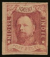 NETHERLANDS INDIES 1864 10c Carmine Imperf, SG 1, Fresh Mint Og With Small Faults , Wrinkles Etc, But Good Colour... - Autres & Non Classés