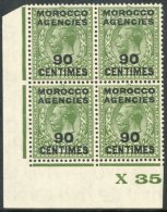 FRENCH CURRENCY 1925-34 90c On 9d Olive-green Overprint, SG 209, Superb Never Hinged Mint Corner CONTROL 'X 35'... - Autres & Non Classés