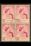1948 Royal Silver Wedding 10R Magenta, SG 271, BLOCK OF FOUR Very Fine Cds Used. For More Images, Please Visit... - Mauritius (...-1967)