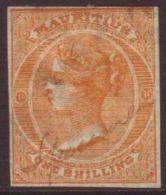 1863 1s Orange (INVERTED Wmk, SG 70w), With Manuscript 'Specimen', With Part Gum, Perf Trimmed Off Or A Close Cut... - Mauritius (...-1967)