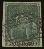 1858-62 (4d) Green Britannia, SG 27, Very Fine Used With Four Good To Large Margins, Good Strong Colour And Neat... - Mauritius (...-1967)