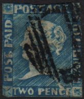 1848-59 2d Blue Intermediate Impression (position 12), SG 14, Used With Neat Barred Oval Pmk, No Margins To Speak... - Mauritius (...-1967)