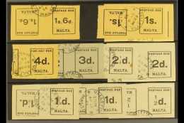 POSTAGE DUES 1925  Typeset Set Complete As Tete-beche Pairs (4d Only Stamp And A Half !),  SG D1a/10a, Very Fine... - Malte (...-1964)