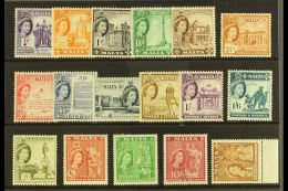 1956-58 QEII Definitive Set, SG 266/82, Superb, Never Hinged Mint (17 Stamps) For More Images, Please Visit... - Malte (...-1964)
