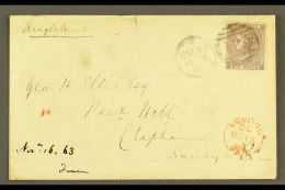 1863 COVER TO ENGLAND Bearing Great Britain 1862-64 6d Plate 3 Tied By "Malta A25" Duplex, "London Paid" Transit... - Malte (...-1964)