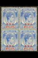 1945-48 15c Bright Ultramarine "BMA Malaya" Overprint In Red On Chalky Paper, SG 12, Very Fine Mint (two Stamps... - Malaya (British Military Administration)