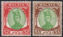 TRENGGANU 1949-55 $2 Green & Scarlet And $5 Green & Brown, SG 86/87, Very Fine Mint. (2 Stamps) For More... - Sonstige & Ohne Zuordnung