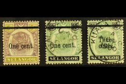 SELANGOR 1900 Surcharge Set Complete, SG 66a/67, Very Fine Used. (3 Stamps) For More Images, Please Visit... - Sonstige & Ohne Zuordnung