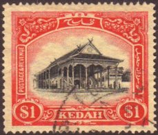 KEDAH 1926 $5 Black And Deep Carmine, Wmk Crown To Left Of CA, SG 40w, Very Fine Used. For More Images, Please... - Andere & Zonder Classificatie