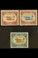 KEDAH 1922 Exhibition Set With 15-15½mm Ovpt, SG 49/51, Very Fine Mint. (3 Stamps) For More Images, Please... - Sonstige & Ohne Zuordnung