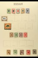 KEDAH 1912-1957 Mostly Fine Mint On Yvert Leaves. Note 1912 Set To 10c Mint, Plus $1 Cds Used; 1921-32 Including... - Sonstige & Ohne Zuordnung
