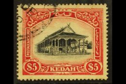 KEDAH 1912 $5 Black And Red Council Chamber, SG 14, Very Fine Used. For More Images, Please Visit... - Altri & Non Classificati