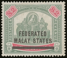 FEDERATED MALAY STATES 1900-01 $2 Green And Carmine Elephants, Wmk Crown CC, SG 24, Fine Mint With Lovely Fresh... - Autres & Non Classés