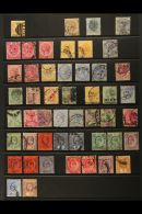 1867-1941 USED COLLECTION On Stock Pages. Includes 1867 8c On 2a, Later Ranges To 96c, KEVII To 30c, Shaded KGV... - Straits Settlements