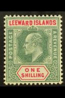 1902 1s Green And Carmine With The Dropped "R" In "LEEWARD", SG 26a, Superb Never Hinged Mint. A Beautiful Example... - Leeward  Islands