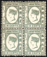 1894 16c Grey Queen, Litho Printing SG 56, Never Hinged Mint Block Of Four, One Stamp With Minor Surface Scratch.... - Noord Borneo (...-1963)