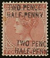 1890-91 2½d On 4d Red-brown With SURCHARGE DOUBLE, SG 30b, Fresh Lightly Hinged Mint, Small Stain At Left... - Jamaïque (...-1961)