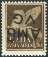 VENEZIA GUILIA 1945-47 50L Brown Air With OVERPRINT INVERTED Variety, Sassone 1b, Never Hinged Mint. For More... - Unclassified