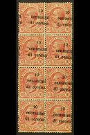 TRENTINO & TRIESTE 1919 10c Di Corona On 10c, Var "oblique Ovpt", Sass 4u, Mint Block Of 8, Some Tone Spots.... - Zonder Classificatie