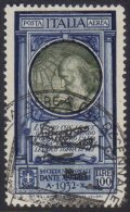 1932 100 I. Blue And Olive Dante Society Airmail, Sass 41, Superb Used With Part Illustrated Air Cruise Cancel.... - Unclassified