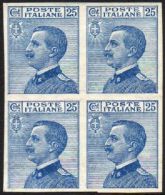 1908 25c Blue "Michetti", Variety "IMPERF BLOCK OF 4", Sass 83e, Very Fine Mint (2nh, 2og) For More Images, Please... - Non Classés