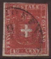 TUSCANY 1860 40c Scarlet Carmine, Sass 21a, Superb Used With Just Clear To Large Margins And Amazing Colour.... - Zonder Classificatie