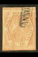 NAPLES 1858 10gr Light Carmine Rose, Plate II, Sass 11a, Fine Used With Clear To Large Margins And Good Even... - Ohne Zuordnung