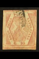 NAPLES 10gr Carmine Rose, Plate II, Sass 11, Very Fine Used With Large Even Margins All Round. Cat €600 For... - Non Classés