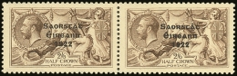 1922-23 2s6d Chocolate Brown Seahorse, SG 64, Horizontal Pair, One With WEAK ACCENT (Row 10/4), Hib. T59 L., Very... - Autres & Non Classés