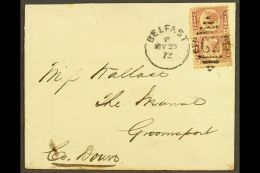 1872 (21 May) Env To Groomsport, Co. Down Bearing TWO 1870 ½D ROSE PLATE 9's (SG 49) Tied By Pretty Single... - Andere & Zonder Classificatie