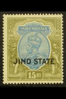 JIND 1927-37 KGV 15R Blue And Olive, SG 102, Very Fine Mint. For More Images, Please Visit... - Autres & Non Classés