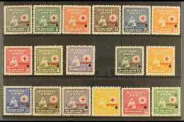 1945 Red Cross Complete Set With "SPECIMEN" Overprints (SG 381/97, Scott 361/69 & C25/32), Very Fine Never... - Haïti