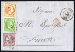 1870 (12 Apr) Very Fine EL From Syros To Trieste Bearing A Lovely Combination Of The 1867-69 5L Bright Green, 10L... - Other & Unclassified