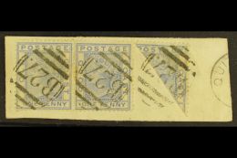 1876-84 1d Blue Pair & 1d Blue BISECTED, SG 5 & 5a, Very Fine Used On Piece Tied By Neat "B27" Cancels,... - Côte D'Or (...-1957)