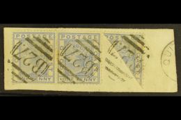 1876-84 1d Blue Pair & 1d Blue BISECTED, SG 5 & 5a, Very Fine Used On Piece Tied By Neat "B27" Cancels,... - Goldküste (...-1957)